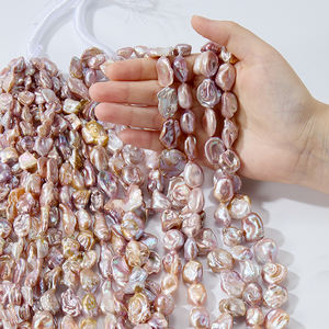 תליון פנינים בארוקים מים מתוקים תליון זהב לבן סגול פנינים רופפים - Product Image 5