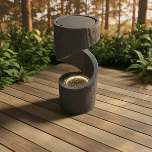 Fontaine d'eau solaire moderne en résine, faite à la main, avec lumières LED - Montage au sol 35x75cm, intérieur/extérieur, décoration de jardin Art Déco de luxe - Product Image 5