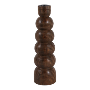 Porte-bougie empilable côtelé en bois de manguier 12 pouces pour la décoration intérieure, salon, chambre, cuisine, coiffeuse - Product Image 1
