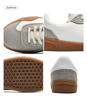 Chaussures décontractées en daim blanc tendance 2026, patchwork, semelle en caoutchouc vintage, baskets plates unisexes, chaussures de sport de luxe pour hommes, chaussures de créateur