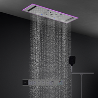 Colonne de douche LED intelligente grande taille 900*300mm avec effet pluie et cascade, ensemble de douche thermostatique pour salle de bain