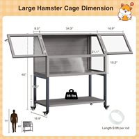 Cage en bois pour hamster avec panneaux acryliques et armoire de rangement pour petits animaux