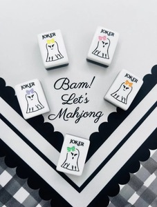 In Stock Luxury Wicked Witchy American Mahjong Set Spooky Season <strong>Hocus</strong> <strong>Pocus</strong> Brooms Hats Black White 2 Layer Acrylic Tiles <strong>Game</strong> - Product Image 4