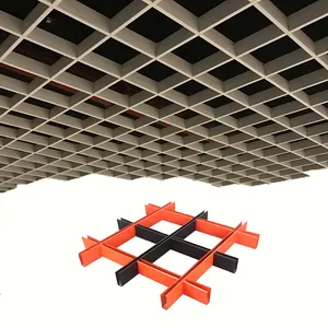 Harga pabrik sel terbuka logam dekoratif Grid Aluminium Pop suspender 3D Mesh Panel langit-langit untuk gedung kantor