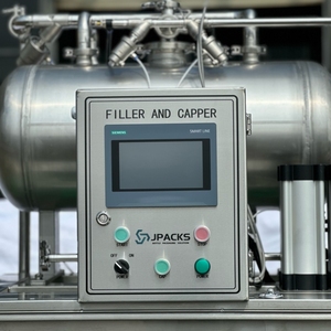 Machine de remplissage et de capsulage semi-automatique isobare JSIFC4-4 2-en-1 pour bière, 4 têtes, remplisseur à contre-pression pour bouteilles en plastique, 220V PLC - Product Image 4