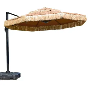 Manivelle Mecha Parasol de jardin entier à long manche, renfort vent Protection UV Parasol Parasols de plage avec glands/