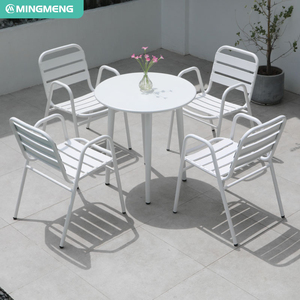 Tavolo esterno in lega di alluminio Set sedia resistente all'acqua tavolino <span class=keywords><strong>giardino</strong></span> casa Picnic soggiorno sala da <span class=keywords><strong>pranzo</strong></span> materiale metallico - Product Image 3
