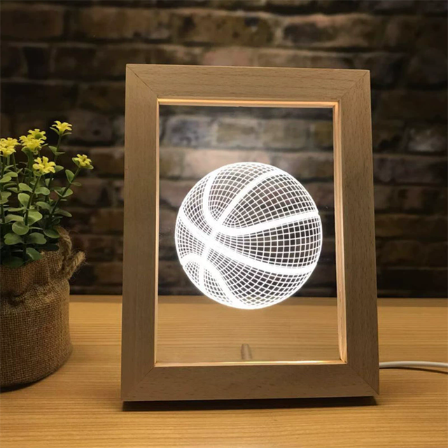 LED Light Photo Frame Lamp Night Light Base LED Picture Frame Wooden Solid for Gift 3D 50 Square 60 Modern Wooden Usb