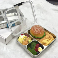 Boîte à bento portable personnalisée avec logo, récipient de préparation des repas, boîte à lunch durable en acier inoxydable pour adultes et enfants