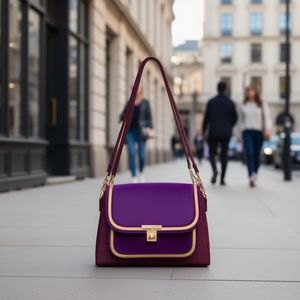 Bolso Bandolera para Mujer Fana Valentina, Color Vino, Cuero Genuino, Decoración Dorada, Tres Correas, Uso Diario - Product Image 2