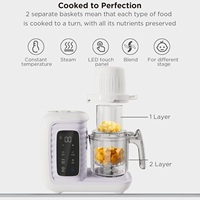 Pengolah Makanan Bayi Baphiya dengan 2 Keranjang Pengukus, Blender, Penggiling 300W 100-110V Garansi 1 Tahun