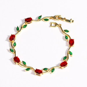 <span class=keywords><strong>Bracciale</strong></span> a Ramo <span class=keywords><strong>con</strong></span> Foglie Floreali Placcato <span class=keywords><strong>Oro</strong></span> 18K <span class=keywords><strong>con</strong></span> Zirconi Cubici Colorati CZ da Donna - Pulsera de Mujer - Product Image 5