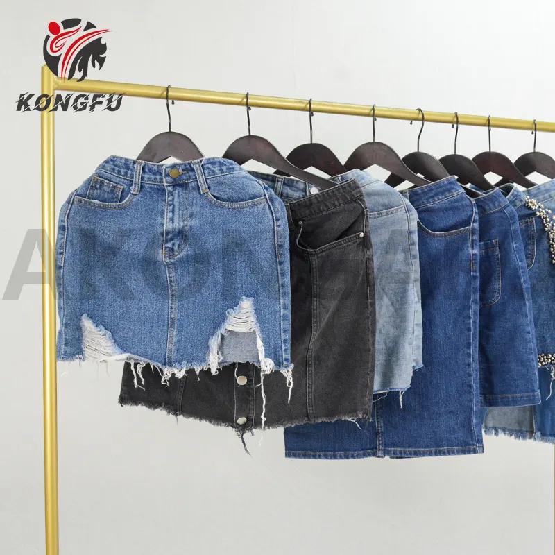 AKONGFU mini skirt jeans second hand clothing TKA denim short dress best quality summer mixed used clothes for women
