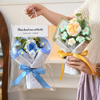 Bouquet de roses en fil tricoté fait main, fleurs séchées, fleurs artificielles réalistes en gel doux pour Pâques, Noël, Nouvel An