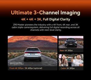 Caméra embarquée DDPAI 3CH Z90 Master 4K, caméra avant 4K, caméra arrière 4K, caméra intérieure 3K UHD, clarté ultra haute définition, commande vocale intelligente, GPS 5 GHz - Product Image 3