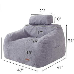<strong>Boucle</strong> <strong>Bean</strong> <strong>Bag</strong> Sofa Adults Large Upholstered Eco-friendly Lazy Sofa Giant <strong>Bean</strong> <strong>Bag</strong> Chair with Pillow - Product Image 6