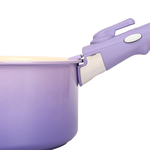 Juego de ollas y sartenes de cerámica antiadherentes moradas con asas extraíbles, apilables para ahorrar espacio, de aluminio ligero para cocina - Product Image 2