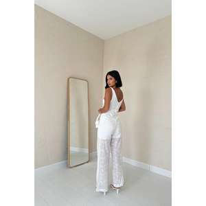 Mono de Encaje Blanco para Mujer, Cintura Alta, Estilo Minimalista, Transpirable, Traje de Verano para la Playa - Product Image 1