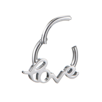 Fuxuan ASTM F136 Titane Lettres d'amour Clicker pour piercing de cartilage, tragus, nez, bijoux corporels, vente en gros
