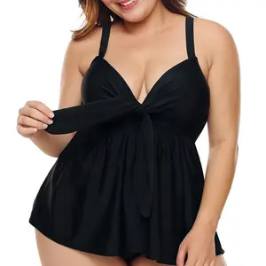 太った女性のためのパンティービッグサイズネクタイフロントビキニ水着とカスタム卸売女性ホルタープラスサイズの水着
