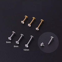 Bijoux Gaby Fashion, piercing pour lèvre en titane ASTM-F136 6AI-4V ELI G23, labret à dos plat avec filetage interne