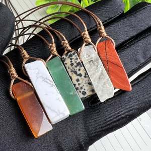 Bán buôn chữa bệnh tinh thể đá dải hình Mặt dây chuyền vòng cổ thạch anh tím Rose Quartz phụ kiện mặt dây chuyền Áo len chuỗi - Product Image 4