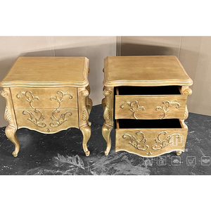 Table de chevet carrée en bois doré contemporaine de luxe avec tiroir, meuble de rangement pour chambre à coucher, modèle 01 - Product Image 5