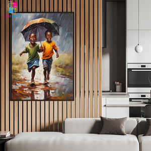 Uniart Đến Mưa Hoặc Đến Tỏa Sáng Niềm Vui Tuổi Thơ Phong Cách Châu Phi Tác Phẩm Nghệ Thuật Với Khung Vải In Ấn Tường Nghệ Thuật Cho Trang Trí Nội Thất - Product Image 4
