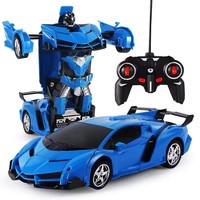 Coche de Control Remoto 2 en 1, Modelo de Vehículo Deportivo, Robot Transformable, Juguete para Niños, Regalo