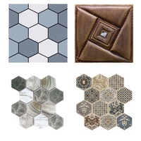 Autocollants de carrelage 3D autocollants en PVC épais simulé, imperméables, pour décoration murale avec motif mosaïque et installation facile (peel & stick)