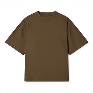 Camiseta de Manga Corta Oversize para Hombre, Color Sólido, Cuello Redondo, Estilo Casual, Tejido de Punto, Corte Regular, Diseño Liso Teñido - Product Image 1