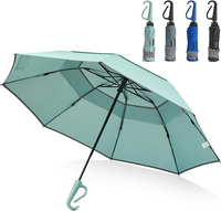 Parapluie pliable Ovida avec boucle annulaire, parapluie inversé compact de voyage avec bande réfléchissante, automatique et coupe-vent pour la pluie