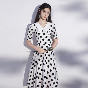 2025 all'ingrosso abbigliamento Casual estivo aderente a <span class=keywords><strong>pois</strong></span> manica corta abito da donna - Product Image 1
