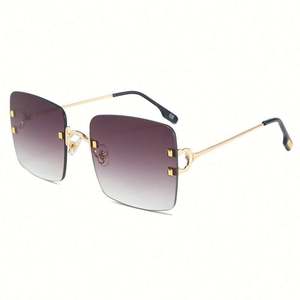 Lunettes de soleil carrées en métal de luxe rétro 2020, UV400, sans monture, dégradées pour femmes - Product Image 2