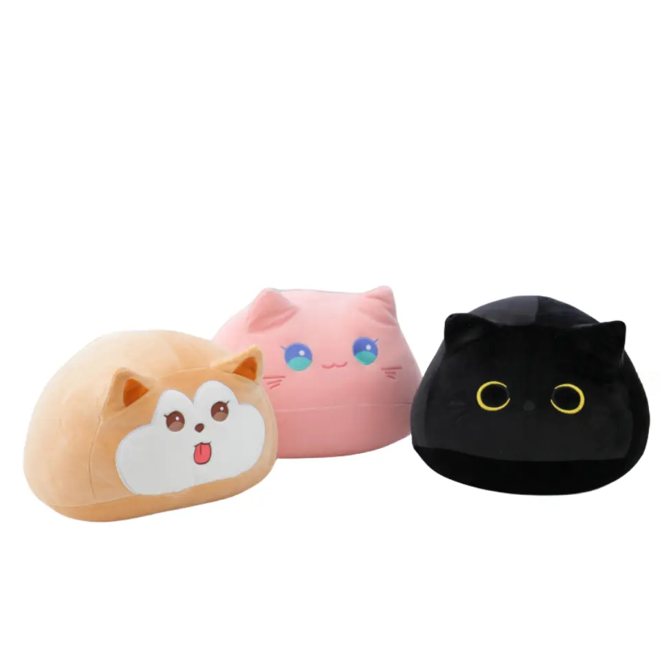 Songshan Toys venta al por mayor personalizado gran oferta 2024 nuevos cojines de sofá kawaii animales de peluche almohadas de dibujos animados gato negro fábrica de juguetes de peluche