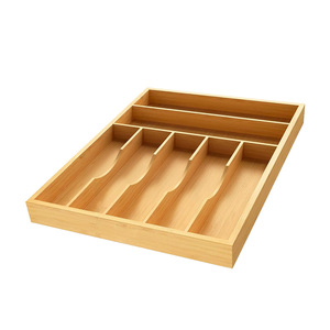 Organisateur de tiroir à ustensiles en bambou haut de gamme, plateau à <span class=keywords><strong>couverts</strong></span> en bois de bambou multi-fentes, <span class=keywords><strong>design</strong></span> personnalisé, boîte de rangement en bois pour la cuisine - Product Image 4