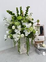 Bunga Mawar Sutra Buatan RK311 Ukuran Besar 30cm-80cm, Dekorasi Pernikahan, Centerpiece, Warna Putih Hijau