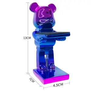 Nordic Entry Lux Violent Bear Watch Stand Cartoon Animal BearBrick Tray Resin Crafts for Home Decor Desktop Ornaments
