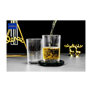 Vaso de rayas Taza de <span class=keywords><strong>vidrio</strong></span> Patrón de costilla 220ML Tazas de whisky Cristalería Diamantes transparentes Cristalería Agua Jugo <span class=keywords><strong>Vidrio</strong></span> Grado alimenticio - Product Image 1