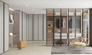 Armoires de <span class=keywords><strong>chambre</strong></span> à coucher modernes en bois avec porte en verre - Product Image 2