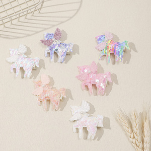 Pinza de Pelo Lateral Hecha a Mano con Lentejuelas de Unicornio Arcoíris Premium para Niñas, Dulce Lazo para el Pelo, Accesorios de Joyería para el Cabello Infantil - Product Image 5