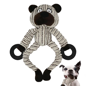 Interactive Wholesale Custom Cute Stuffed Animal Dog Toy Different Shape Corduroy Plush Rubber <b>Ring</b> for Chewining Pet Chew Toy - Product Image 1