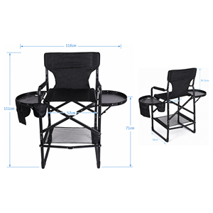 Silla de Director Plegable Alta, Silla Portátil para Maquillaje, Duradera <span class=keywords><strong>y</strong></span> Ligera para Acampar al Aire Libre <span class=keywords><strong>y</strong></span> Pescar, con Mesa Lateral <span class=keywords><strong>y</strong></span> Portavasos - Product Image 2