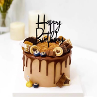 BR191 Usine en gros acrylique miroir surface joyeux anniversaire gâteau topper décoration de gâteau
