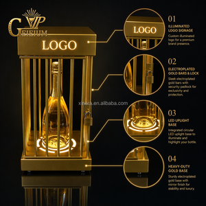 Exhibidor de Botellas Moderno de Metal Dorado, Personalizable, Iluminado, con LED, para Servicio VIP de Licores, Ideal para Clubes, Fiestas y Bodas - Product Image 3