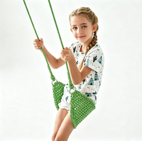 Fauteuil suspendu en maille plastique Ropecube Crochet Leaf - Hauteur réglable - Pour enfants - Crèche et usage domestique