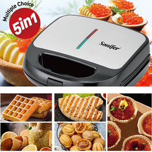 Sonifer SF-6170 Appareil multifonction pour petit-déjeuner, presse à chaud, <span class=keywords><strong>caviar</strong></span>, 5 en 1, mini-appareil à sandwich électrique détachable, kit de gaufrier - Product Image 2