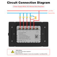 Interruptor de Botón Inteligente WiFi Tuya Matter de 1-4 Gangs (EE. UU.) sin Cable Neutro, Compatible con HomeKit, Control por Voz Siri, Alexa y Google Home
