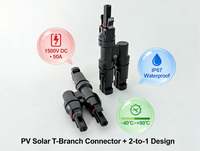 Connecteur en T solaire photovoltaïque YULIAN certifié TUV IP67 à double verrouillage 50A 1000V PPO ignifuge adaptateur de câble 2-en-1