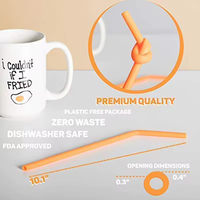 Ensemble de pailles réutilisables de couleur personnalisée avec brosse de nettoyage, sans BPA, en silicone de qualité alimentaire, courbées